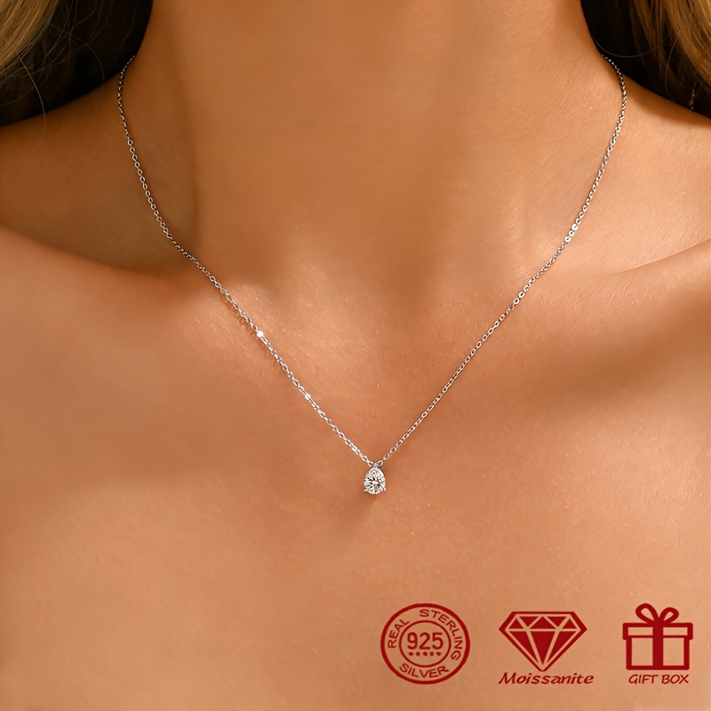 Women's 925 Silver Moissanite Necklace, Everyday Style